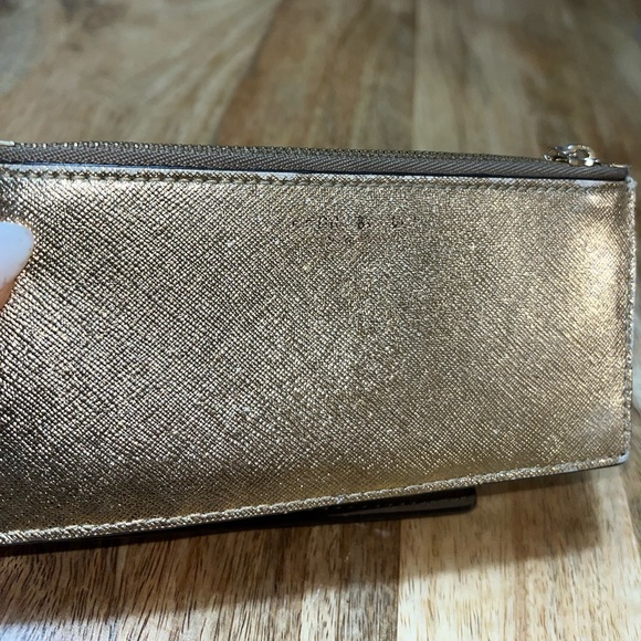 Henri Bendel Taupe Kangaroo Wallet with Gold Coin Bag - Picture 3 of 8